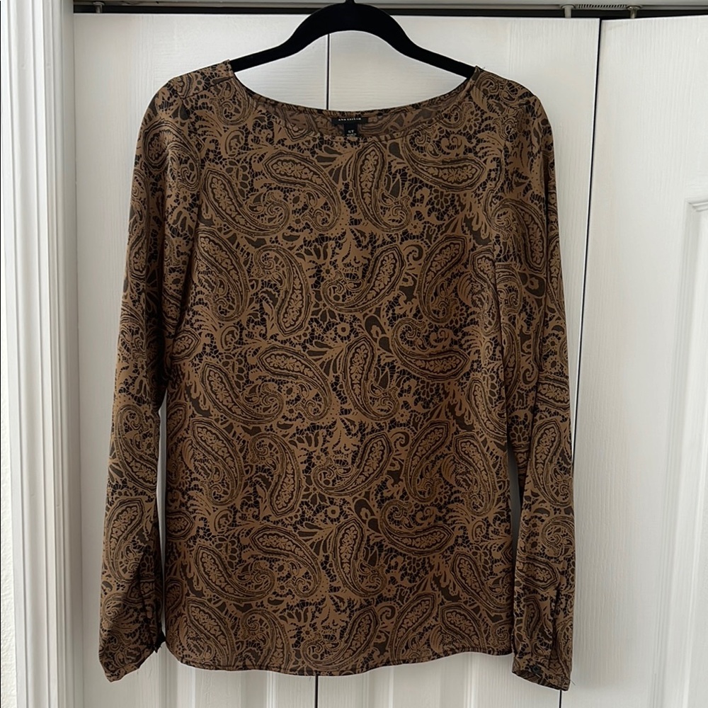 Ann Taylor Brown Paisley Blouse